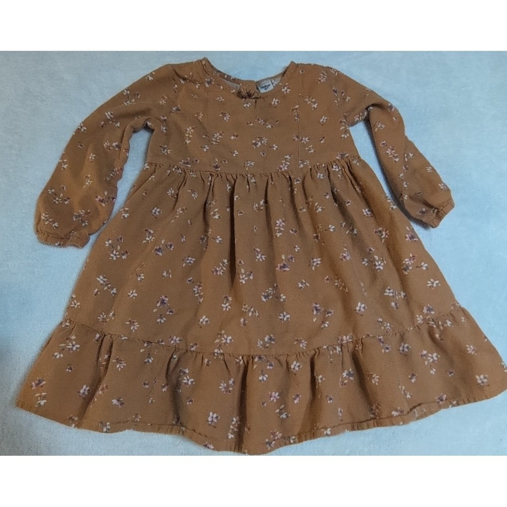 OshKosh B'gosh Floral Long Sleeve Dress Set 4T Navy Mustard Excellent 2pc Bundle - Picture 5 of 7